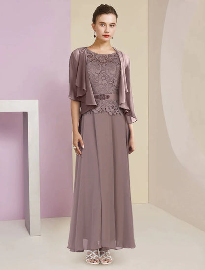 Back view of the Mother of the Bride dress with matching wrap.