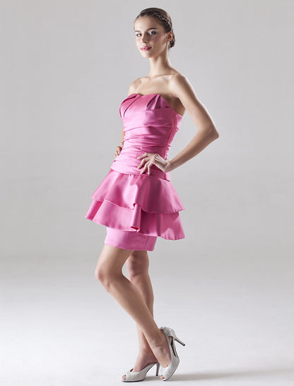 Side view of the A-line dress, highlighting the sophisticated side draping detail.