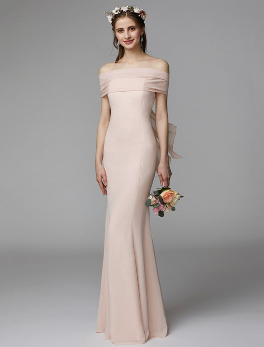 Vestido de dama de honor de corte sirena/trompeta, sin tirantes, sin mangas, espalda descubierta, largo hasta el suelo, de gasa, con faja/cinta/plisado