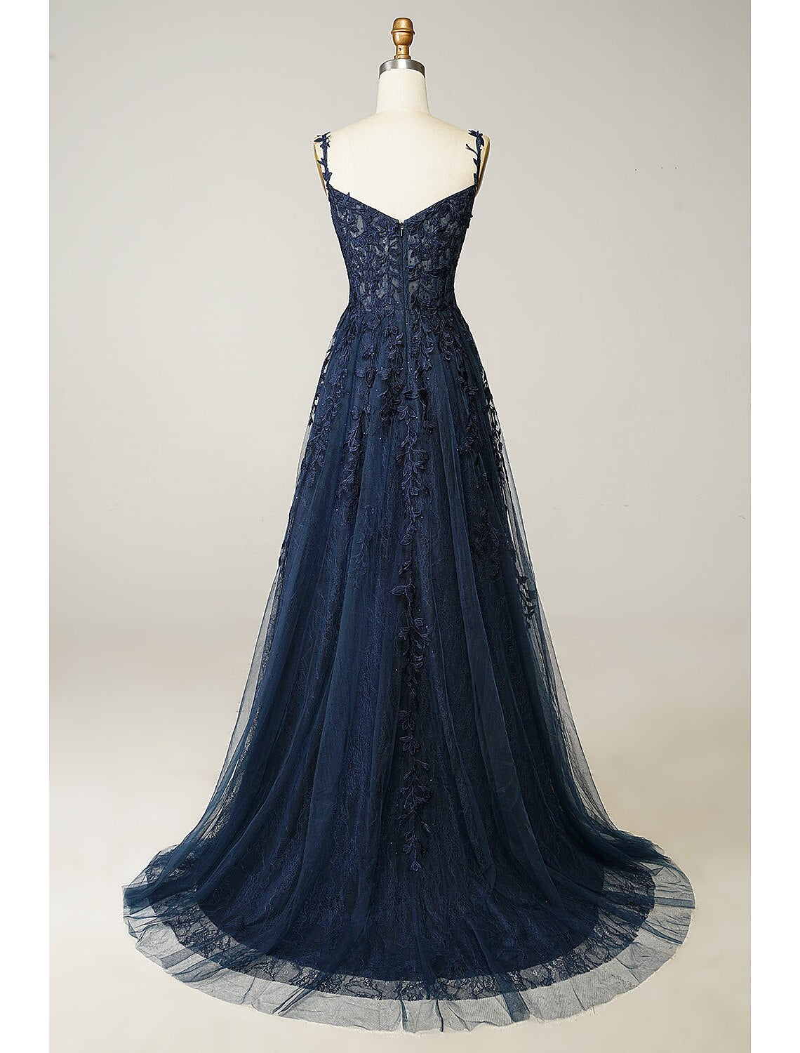 Vestidos de fiesta de corte A, transparentes, formales, con cola larga, sin mangas, escote corazón, de tul, sin espalda, con apliques de abertura y cuentas