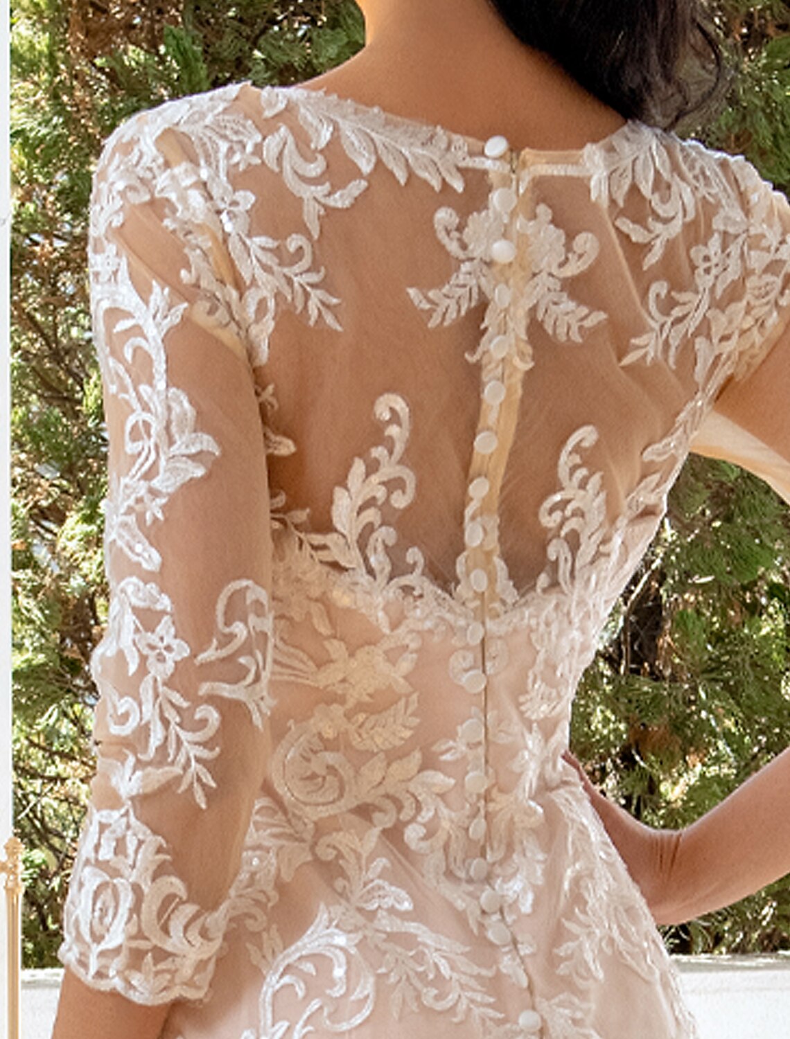 Vestidos de novia formales de compromiso, corte sirena/trompeta, escote corazón, manga larga, cola larga, encaje, apliques