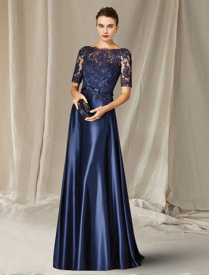Suknia dla matki panny młodej w kształcie litery A, plus size, elegancka, z dekoltem w kształcie łezki, sięgająca do ziemi, koronkowa, z krótkim rękawem i aplikacjami w kształcie kokardek