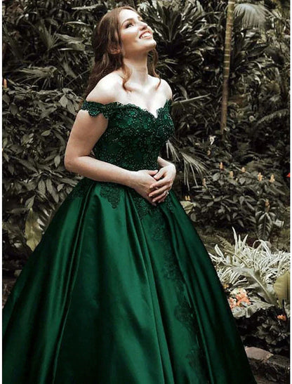 Vestido de fiesta de quinceañera lujoso y brillante, sin mangas, con hombros descubiertos, largo hasta el suelo, de encaje con apliques