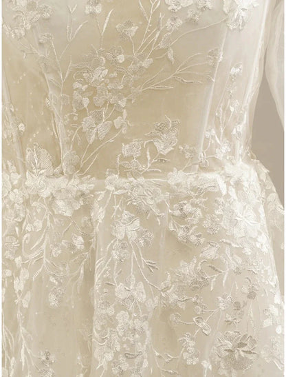 Vestidos de novia bohemios sexys de playa, corte A, un hombro, manga larga, cola larga, encaje